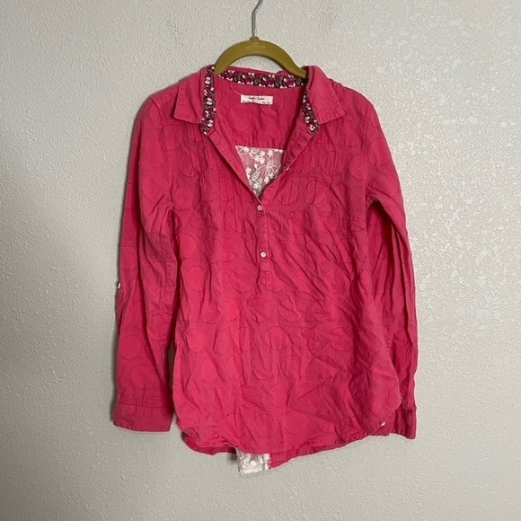 Anthropologie Isabella Sinclair Pink Polka Dot Blouse XS - Picture 6 of 6